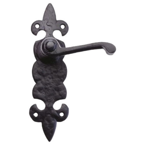 SCROLL LEVER HANDLE ON FLEUR DE LYS BACKPLATE